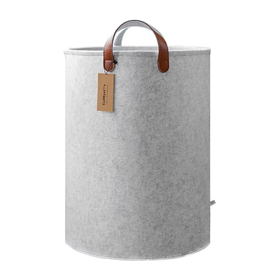maniglie del cuoio artificiale di Grey Felt Storage Basket With della lavanderia di 4mm