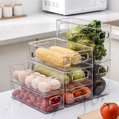 Contenitori trasparenti per organizer per frigorifero in plastica sottile impilabili