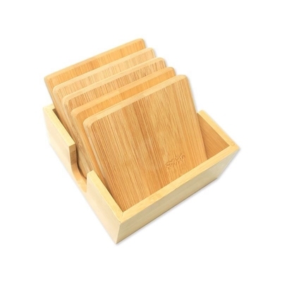 Lfgb 4&quot; sottobicchieri di bambù con il supporto di corrispondenza del sottobicchiere lucido