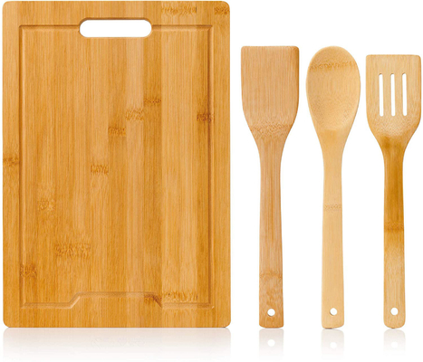 Grande tagliere di legno di bambù extra della cucina con un insieme di 3 utensili dei pc