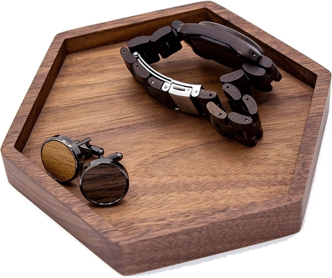 Display tray di gioielli in legno rotondo da 13,5x12,2x1,9 cm per collana per anelli