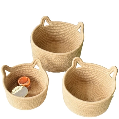 99,99% rattan tessuto canestro Cat Ear Round del filo del cotone