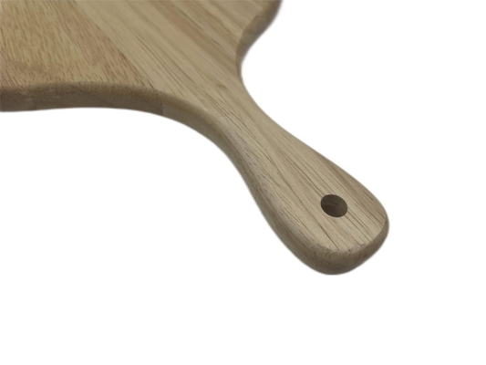 Tagliere di legno di gomma rotondo della pizza con la maniglia di personalizzazione