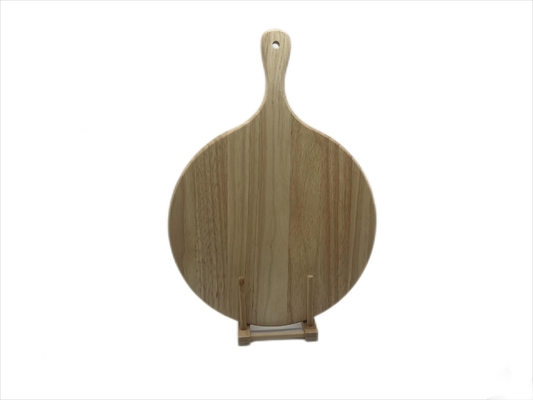 Tagliere di legno di gomma rotondo della pizza con la maniglia di personalizzazione