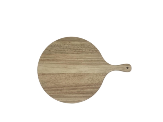 Tagliere di legno di gomma rotondo della pizza con la maniglia di personalizzazione