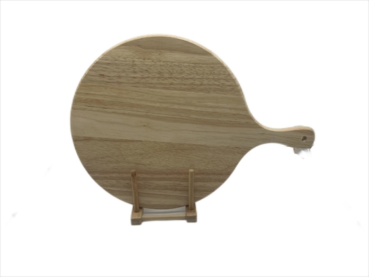 Tagliere di legno di gomma rotondo della pizza con la maniglia di personalizzazione