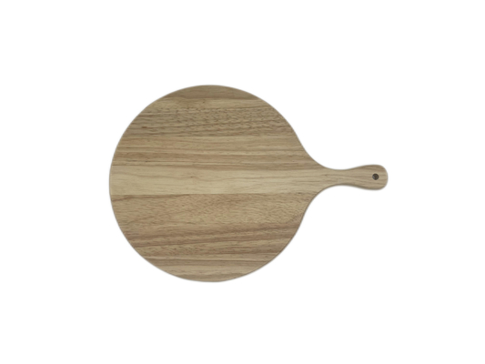 Tagliere di legno di gomma rotondo della pizza con la maniglia di personalizzazione