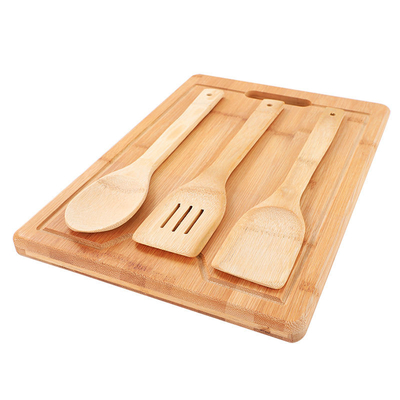Grande tagliere di legno di bambù extra della cucina con un insieme di 3 utensili dei pc