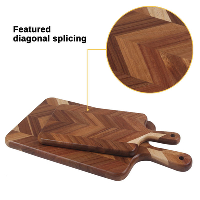 Tagliere rettangolare per carne in legno di acacia con manico