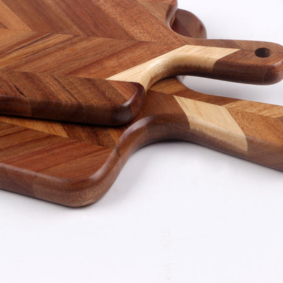 Tagliere rettangolare per carne in legno di acacia con manico