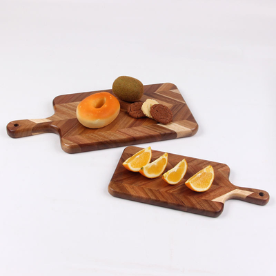 Tagliere rettangolare per carne in legno di acacia con manico