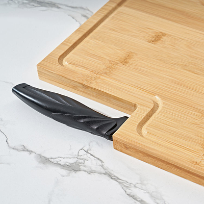 Grande macellaio di bambù organico extra Block Cutting Board con il supporto e la scanalatura del coltello