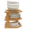 3 livello di drenaggio asciugatura piattaforma di piatti in legno per piatti di bambù cucina angolo organizzatore scaffale