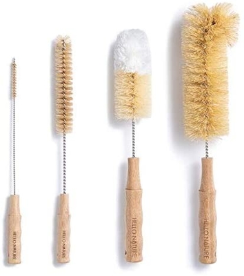 Assorted Wooden Dishwashing Brushes with Rubber Handles