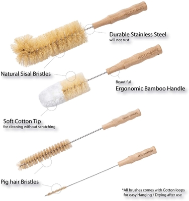 Assorted Wooden Dishwashing Brushes with Rubber Handles